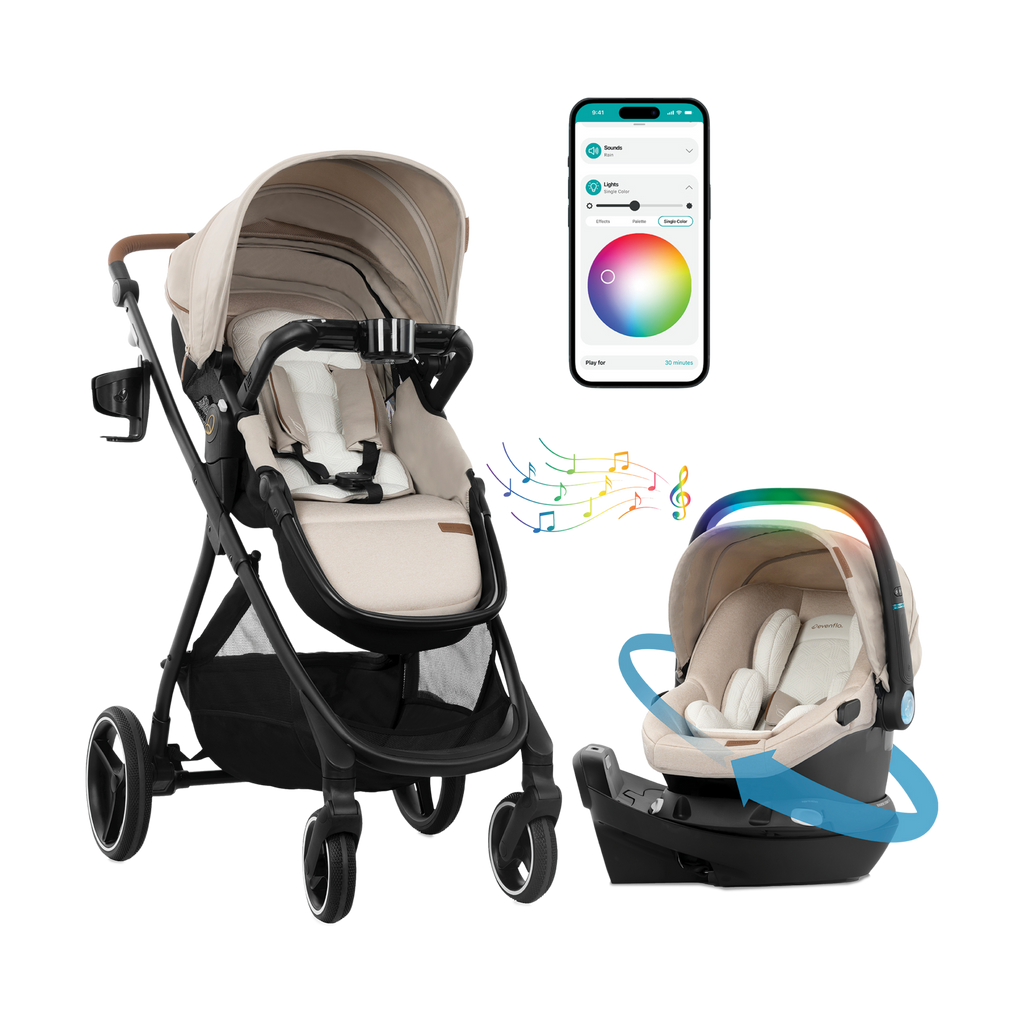 Evenflo Shyft Intuiti+ Travel System featuring Revolve180 LiteMax NXT with SensorySoothe