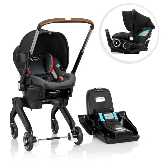 Evenflo Shyft Intuiti+ Travel System Featuring Revolve180 LiteMax NXT With SensorySoothe - Ultra Smooth Maneuverability