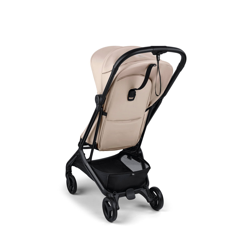 Bugaboo Butterfly 2 travel stroller in black, ultra-compact fold, lightweight design, airplane-friendly, suitable for travel.