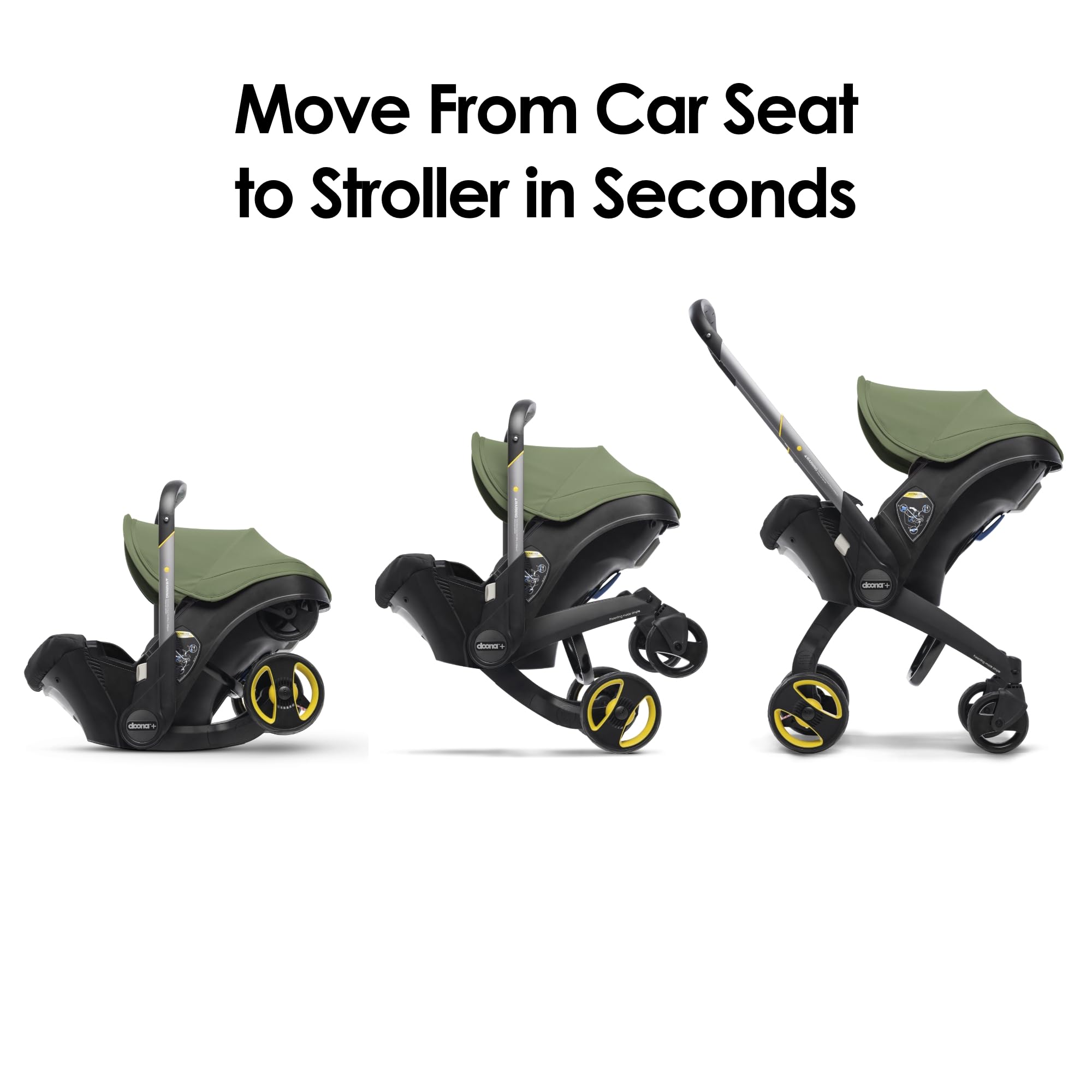 My Store Doona car seat and stroller in slate green, all-in-one travel system with adjustable handle and safety harness.