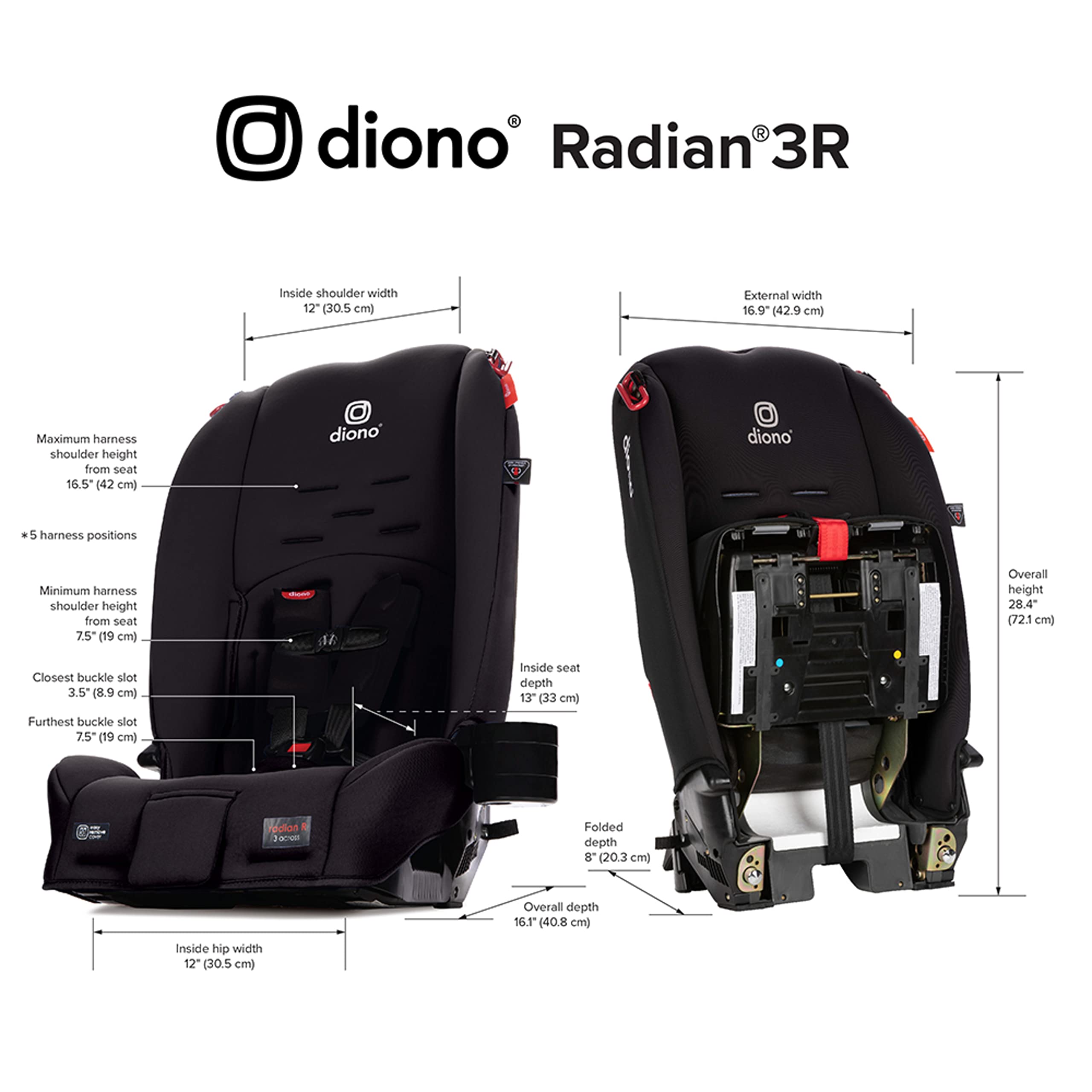Diono Radian 3R Convertible Car Seat All In One Slim Fit 3 Across