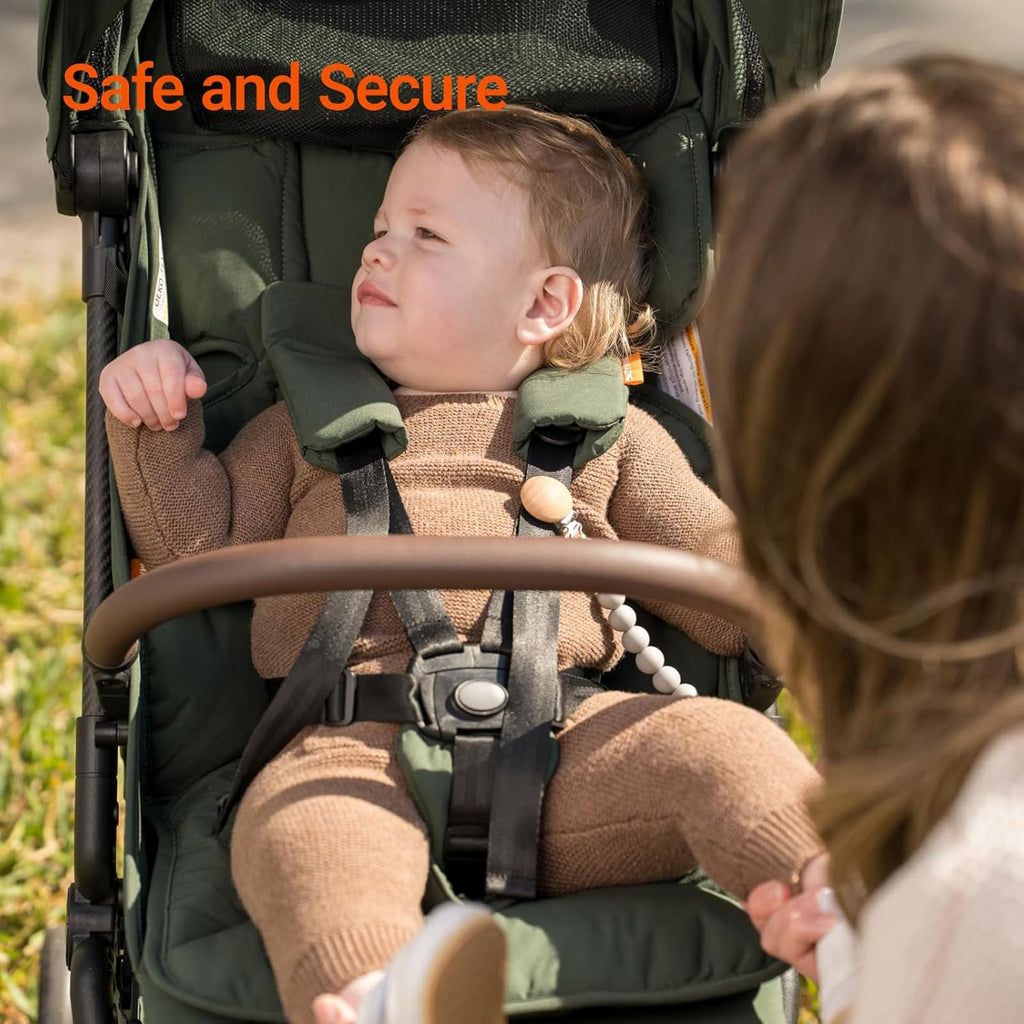 Lightweight MAMAZING Ultra Air baby travel stroller with carbon fiber frame, one-handed fold, compact design, suitable for toddlers.