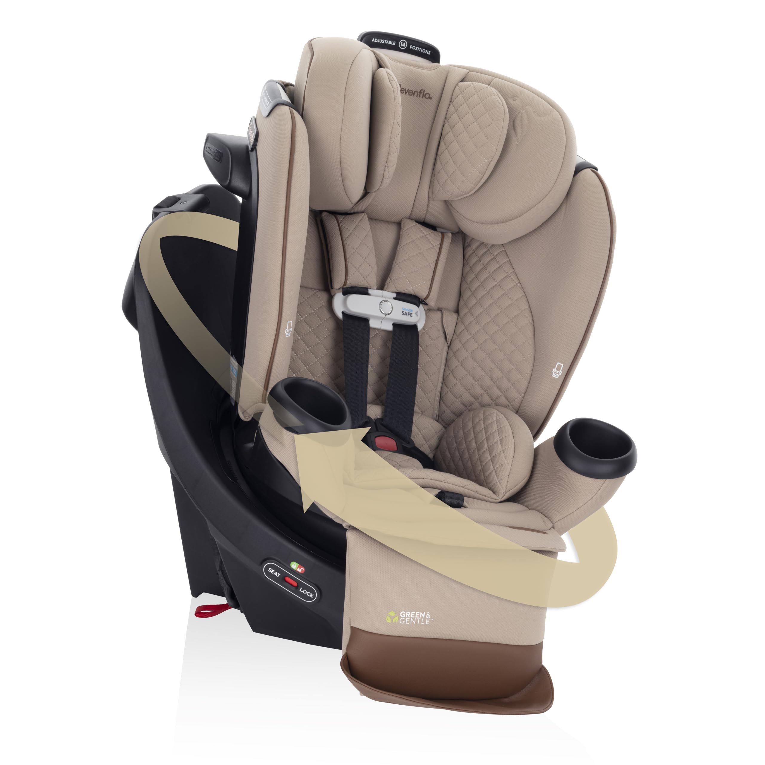 Revolve360 Extend All-in-One Rotational Car Seat with Green & Gentle Fabric NEW SIDE IMPACTTravertine