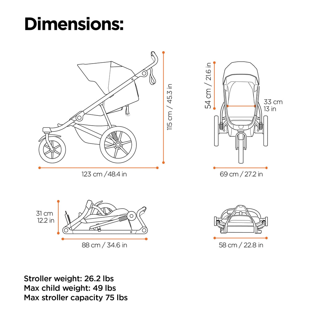 Thule Urban Glide 3 Double All-Terrain Stroller Lightweight With Air-Filled Tires And Suspension