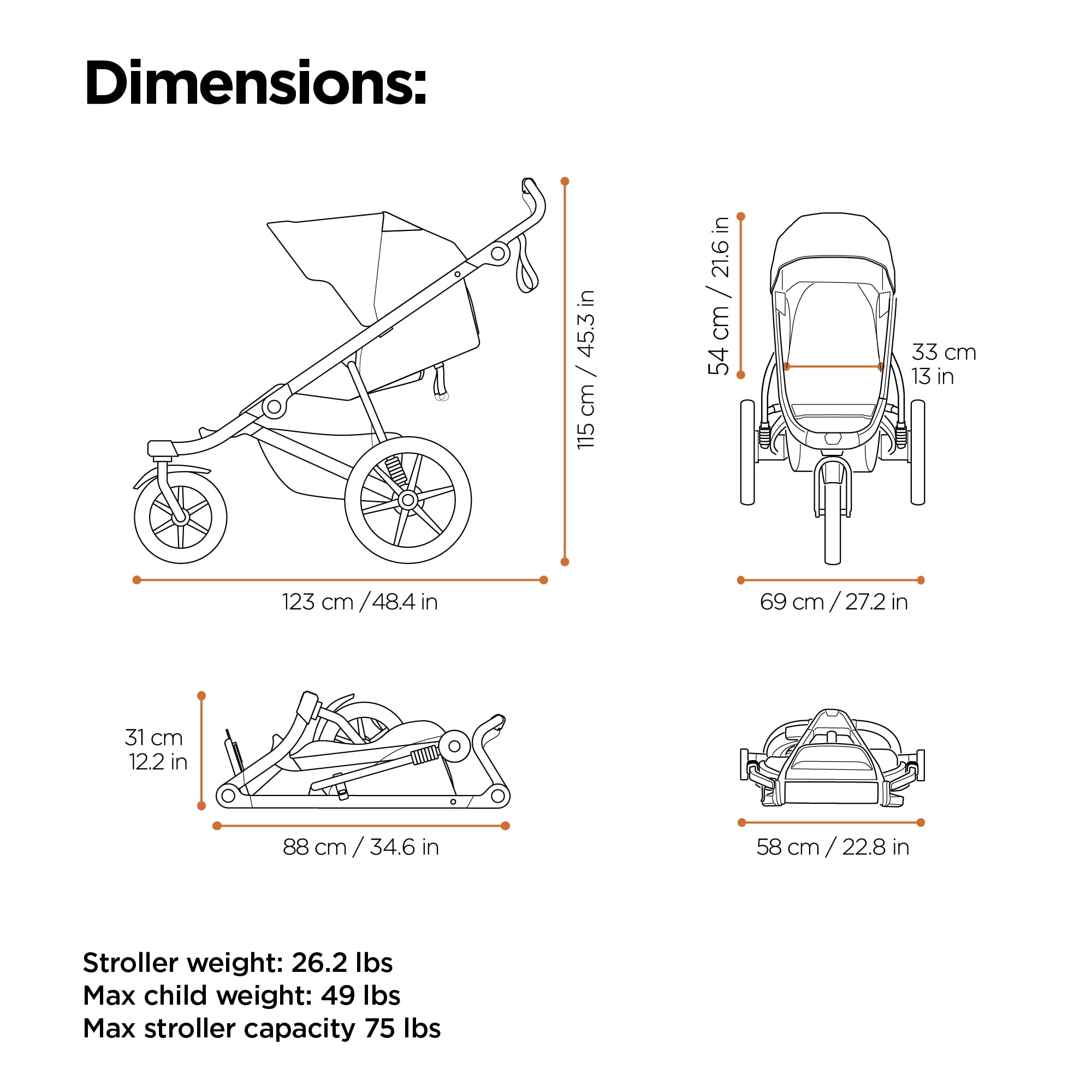 Thule Urban Glide 3 Double All-Terrain Stroller Lightweight With Air-Filled Tires And Suspension