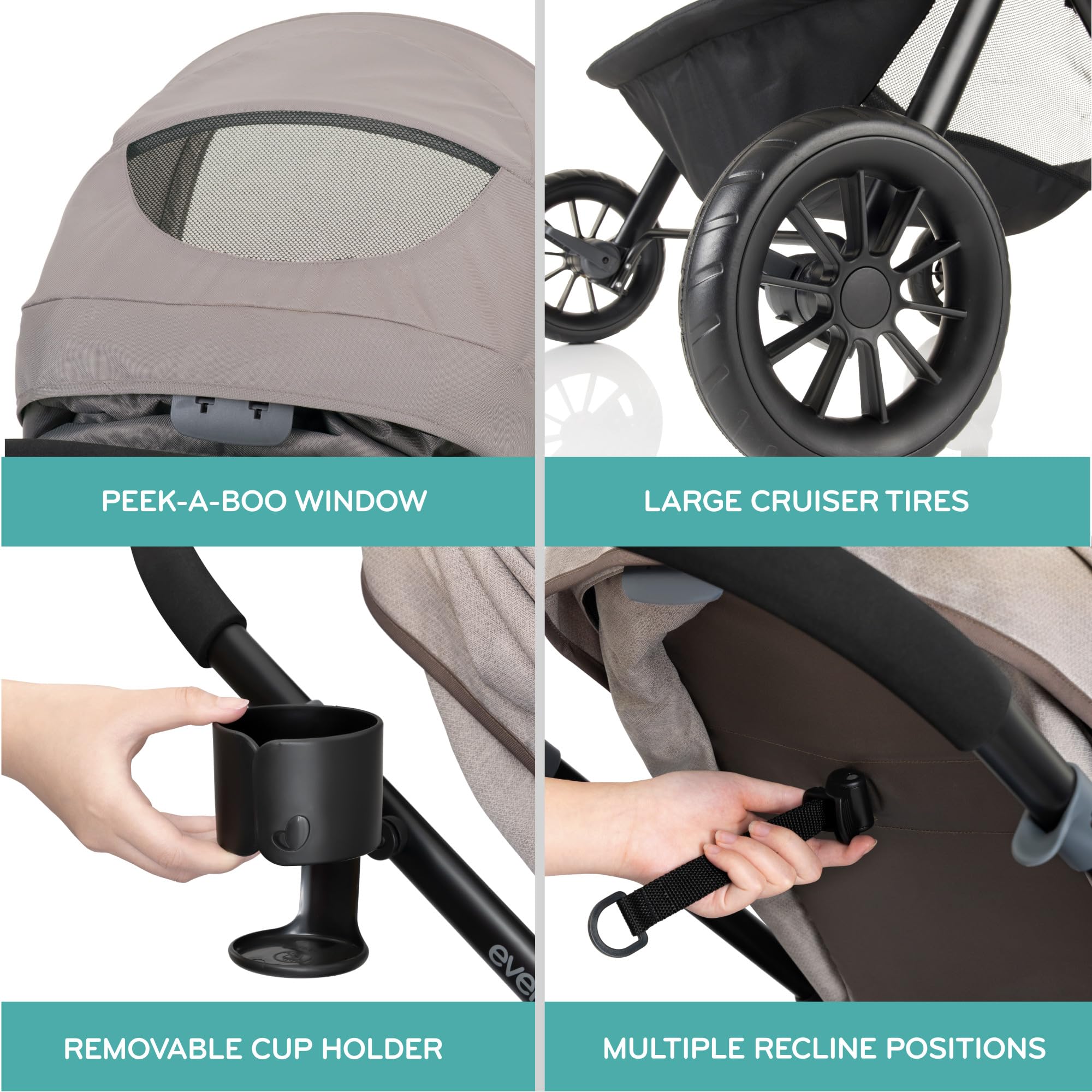 Evenflo Pivot Modular Travel System with LiteMax Preemie and Infant Car Seat in casual gray, featuring stroller and car seat attachments