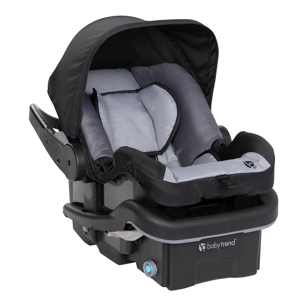 Baby Trend Passport Switch 6-in-1 stroller travel system with EZ-Lift infant car seat in Dash Black, featuring adjustable modes and sleek design.