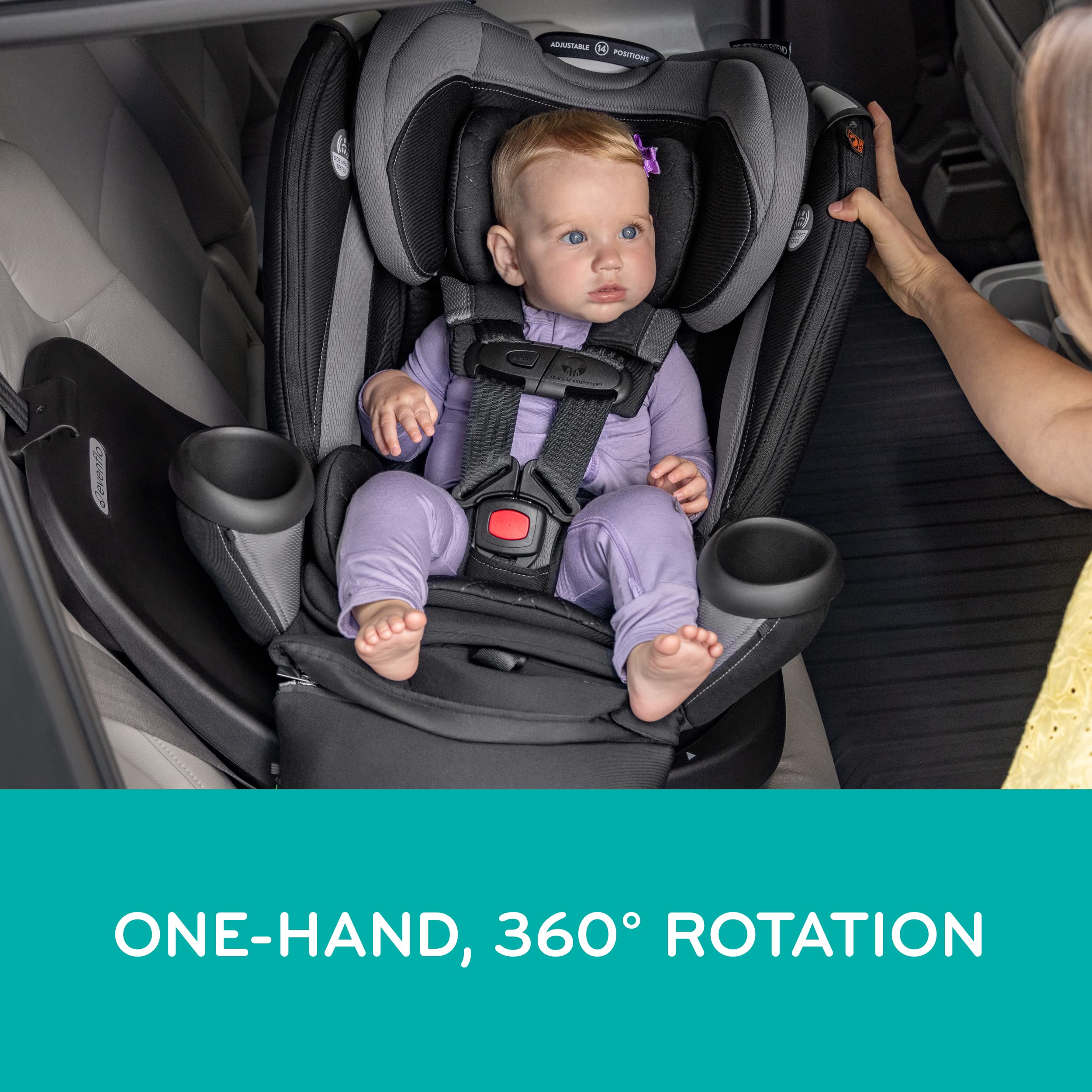 Evenflo Revolve360 Extend Rotational All In One Convertible Car Seat with 360 Degree Rotation and Extended Rear Facing