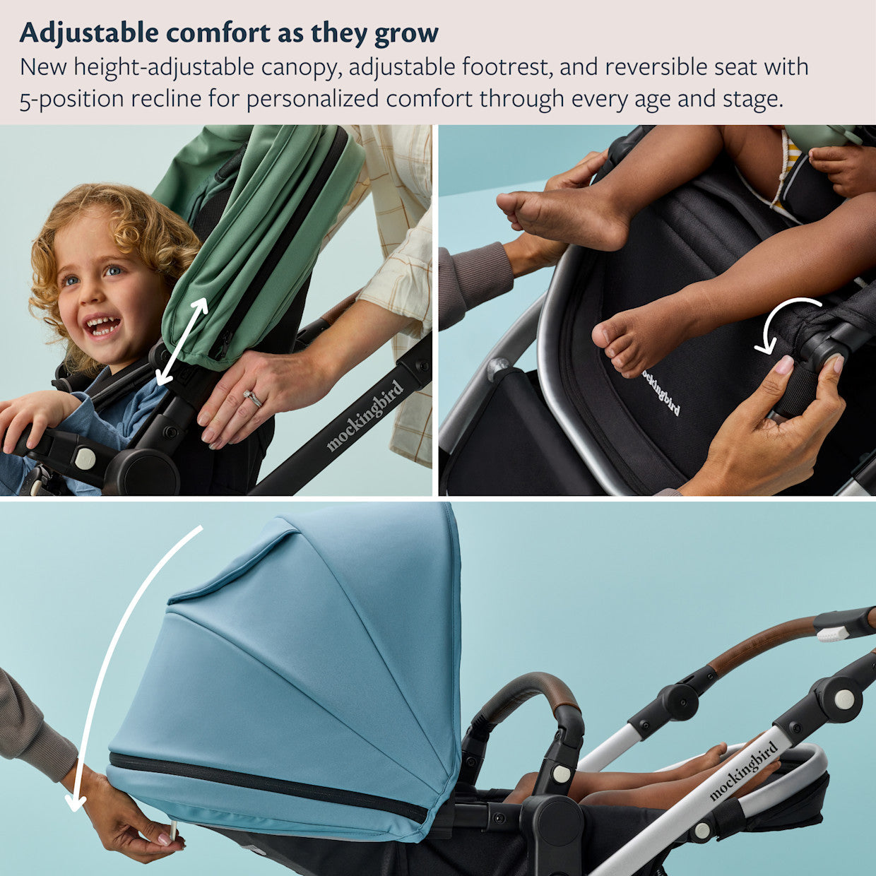 Mockingbird Single Stroller 3.0 - Premium Lie Flat Bassinet And Car Seat Adapter Compatibility