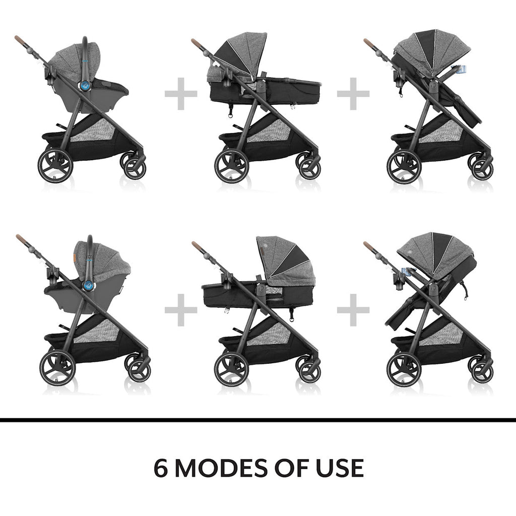 Evenflo Shyft Intuiti+ Travel System Featuring Revolve180 LiteMax NXT With SensorySoothe - Ultra Smooth Maneuverability